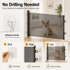 Retractable Pet Gate for Dogs & Cats, 70.9" Wide x 30.7" High Mesh Dog Gate for Doorways, Hallways, Kitchen & Bedroom, No-Drill Adhesive Mounting