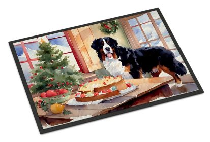 NEW Bernese Mountain Dog Christmas Cookies Doormat Front Door Mat Indoor Outdoor Rugs for Entryway, Non Slip Washable Low Pile, 18H X 27W