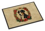 NEW Greater Swiss Mountain Dog Christmas Flowers Doormat Front Door Mat Indoor Outdoor Rugs for Entryway, Non Slip Washable Low Pile, 18H X 27W