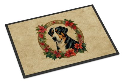 NEW Greater Swiss Mountain Dog Christmas Flowers Doormat Front Door Mat Indoor Outdoor Rugs for Entryway, Non Slip Washable Low Pile, 18H X 27W