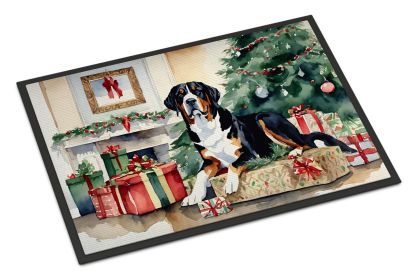 NEW Greater Swiss Mountain Dog Cozy Christmas Doormat Front Door Mat Indoor Outdoor Rugs for Entryway, Non Slip Washable Low Pile, 18H X 27W