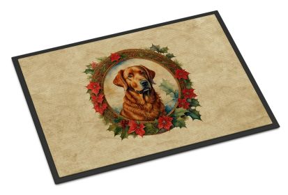 Chesapeake Bay Retriever Christmas Flowers Doormat Front Door Mat Indoor Outdoor Rugs for Entryway, Non Slip Washable Low Pile, 24H X 36W