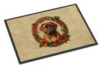 Dogue de Bordeaux Christmas Flowers Doormat Front Door Mat Indoor Outdoor Rugs for Entryway, Non Slip Washable Low Pile, 24H X 36W
