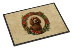 Irish Water Spaniel Christmas Flowers Doormat Front Door Mat Indoor Outdoor Rugs for Entryway, Non Slip Washable Low Pile, 24H X 36W