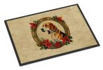 American Foxhound Christmas Flowers Doormat Front Door Mat Indoor Outdoor Rugs for Entryway, Non Slip Washable Low Pile, 24H X 36W