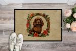 American Water Spaniel Christmas Flowers Doormat Front Door Mat Indoor Outdoor Rugs for Entryway, Non Slip Washable Low Pile, 24H X 36W