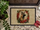 Belgian Malinois Christmas Flowers Doormat Front Door Mat Indoor Outdoor Rugs for Entryway, Non Slip Washable Low Pile, 24H X 36W