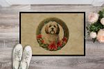 Havanese Christmas Flowers Doormat Front Door Mat Indoor Outdoor Rugs for Entryway, Non Slip Washable Low Pile, 24H X 36W