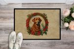 Chesapeake Bay Retriever Christmas Flowers Doormat Front Door Mat Indoor Outdoor Rugs for Entryway, Non Slip Washable Low Pile, 24H X 36W