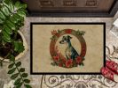 Greyhound Christmas Flowers Doormat Front Door Mat Indoor Outdoor Rugs for Entryway, Non Slip Washable Low Pile, 24H X 36W