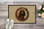 Boykin Spaniel Christmas Flowers Doormat Front Door Mat Indoor Outdoor Rugs for Entryway, Non Slip Washable Low Pile, 24H X 36W