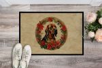 Bloodhound Christmas Flowers Doormat Front Door Mat Indoor Outdoor Rugs for Entryway, Non Slip Washable Low Pile, 24H X 36W