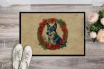 NEW Australian Cattle Dog Christmas Flowers Doormat Front Door Mat Indoor Outdoor Rugs for Entryway, Non Slip Washable Low Pile, 18H X 27W