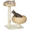 Beige 28" Cat Tree with Scratching Post Tower Double Beds for Cats Furniture Tree Scratcher Cat Tower Beige