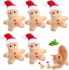 Catnip Toy,5Pcs Gingerbread Man Plush Cat Chew Toy,Christmas Interactive Teething Cat Toy Cute Cotton Filled Soothing Cat