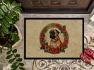 Bullmastiff Christmas Flowers Doormat Front Door Mat Indoor Outdoor Rugs for Entryway, Non Slip Washable Low Pile, 24H X 36W