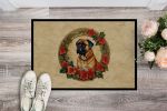 Bullmastiff Christmas Flowers Doormat Front Door Mat Indoor Outdoor Rugs for Entryway, Non Slip Washable Low Pile, 24H X 36W