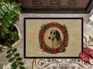 Borzoi Christmas Flowers Doormat Front Door Mat Indoor Outdoor Rugs for Entryway, Non Slip Washable Low Pile, 24H X 36W