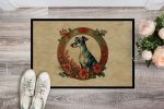Greyhound Christmas Flowers Doormat Front Door Mat Indoor Outdoor Rugs for Entryway, Non Slip Washable Low Pile, 24H X 36W