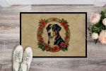 NEW Greater Swiss Mountain Dog Christmas Flowers Doormat Front Door Mat Indoor Outdoor Rugs for Entryway, Non Slip Washable Low Pile, 18H X 27W