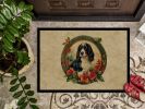 English Springer Spaniel Christmas Flowers Doormat Front Door Mat Indoor Outdoor Rugs for Entryway, Non Slip Washable Low Pile, 24H X 36W