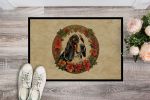 Basset Hound Christmas Flowers Doormat Front Door Mat Indoor Outdoor Rugs for Entryway, Non Slip Washable Low Pile, 24H X 36W