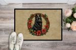 Belgian Sheepdog Christmas Flowers Doormat Front Door Mat Indoor Outdoor Rugs for Entryway, Non Slip Washable Low Pile, 24H X 36W