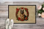 Belgian Tervuren Christmas Flowers Doormat Front Door Mat Indoor Outdoor Rugs for Entryway, Non Slip Washable Low Pile, 24H X 36W