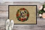 American Bulldog Christmas Flowers Doormat Front Door Mat Indoor Outdoor Rugs for Entryway, Non Slip Washable Low Pile, 24H X 36W