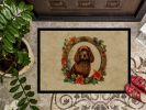 American Water Spaniel Christmas Flowers Doormat Front Door Mat Indoor Outdoor Rugs for Entryway, Non Slip Washable Low Pile, 24H X 36W