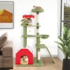 61 Inches Cute Christmas Cat Tree with Sisal Scratching Posts and 2 Condos