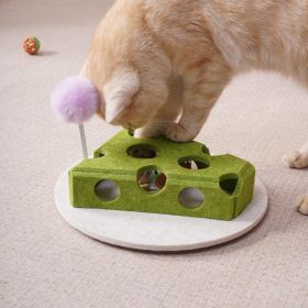 Cat Puzzle Toy With Ball And Spring-loaded Wand Felt Indoor Cat Toy Box Suction Cup Base Treat Puzzle Helps Cats Play Independently And Improves Their (Option: Green)