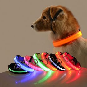 Glow-In-The-Dark Pet Collar; LED Dog Collar For Night Walking; USB charging (Color: Blue, size: XL)