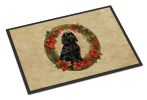 Cocker Spaniel Christmas Flowers Doormat Front Door Mat Indoor Outdoor Rugs for Entryway, Non Slip Washable Low Pile, 24H X 36W