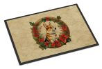 Corgi Christmas Flowers Doormat Front Door Mat Indoor Outdoor Rugs for Entryway, Non Slip Washable Low Pile, 24H X 36W