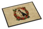 Basenji Christmas Flowers Doormat Front Door Mat Indoor Outdoor Rugs for Entryway, Non Slip Washable Low Pile, 24H X 36W