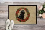 Cocker Spaniel Christmas Flowers Doormat Front Door Mat Indoor Outdoor Rugs for Entryway, Non Slip Washable Low Pile, 24H X 36W