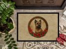 Cairn Terrier Christmas Flowers Doormat Front Door Mat Indoor Outdoor Rugs for Entryway, Non Slip Washable Low Pile, 24H X 36W