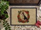 Basenji Christmas Flowers Doormat Front Door Mat Indoor Outdoor Rugs for Entryway, Non Slip Washable Low Pile, 24H X 36W